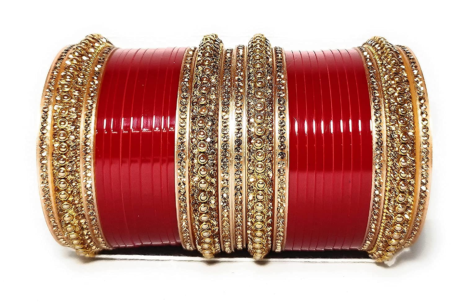 Traditional Bridal chura Rajasthani Rajputi Handcrafted Bangles Gold Plated Plastic Seap Red Bridal Chuda Set for Women & Girls (2.6) (Red) (B08G5BCNZL) Amazon Price History, Amazon Price Tracker