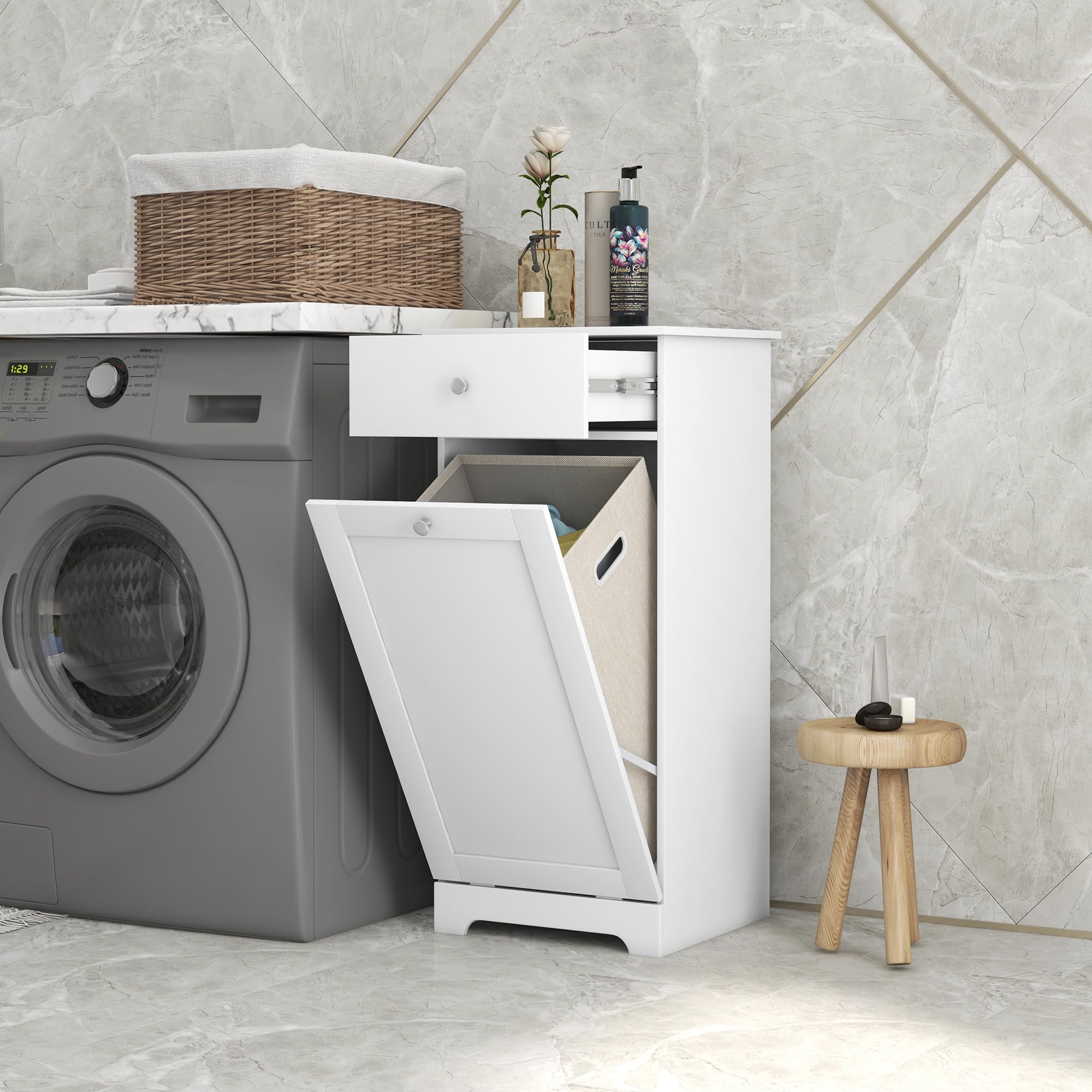 HOMCOM Meuble de Salle de Bain, avec tiroir 40L x 38l x 90,5H cm Blanc