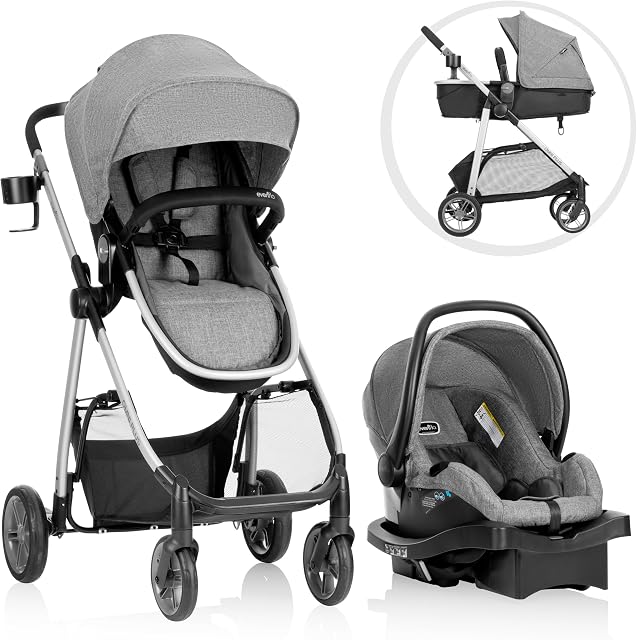 Evenflo Omni Plus Modular Travel System with LiteMax Rear-Facing Infant Car Seat - Mylar Gray