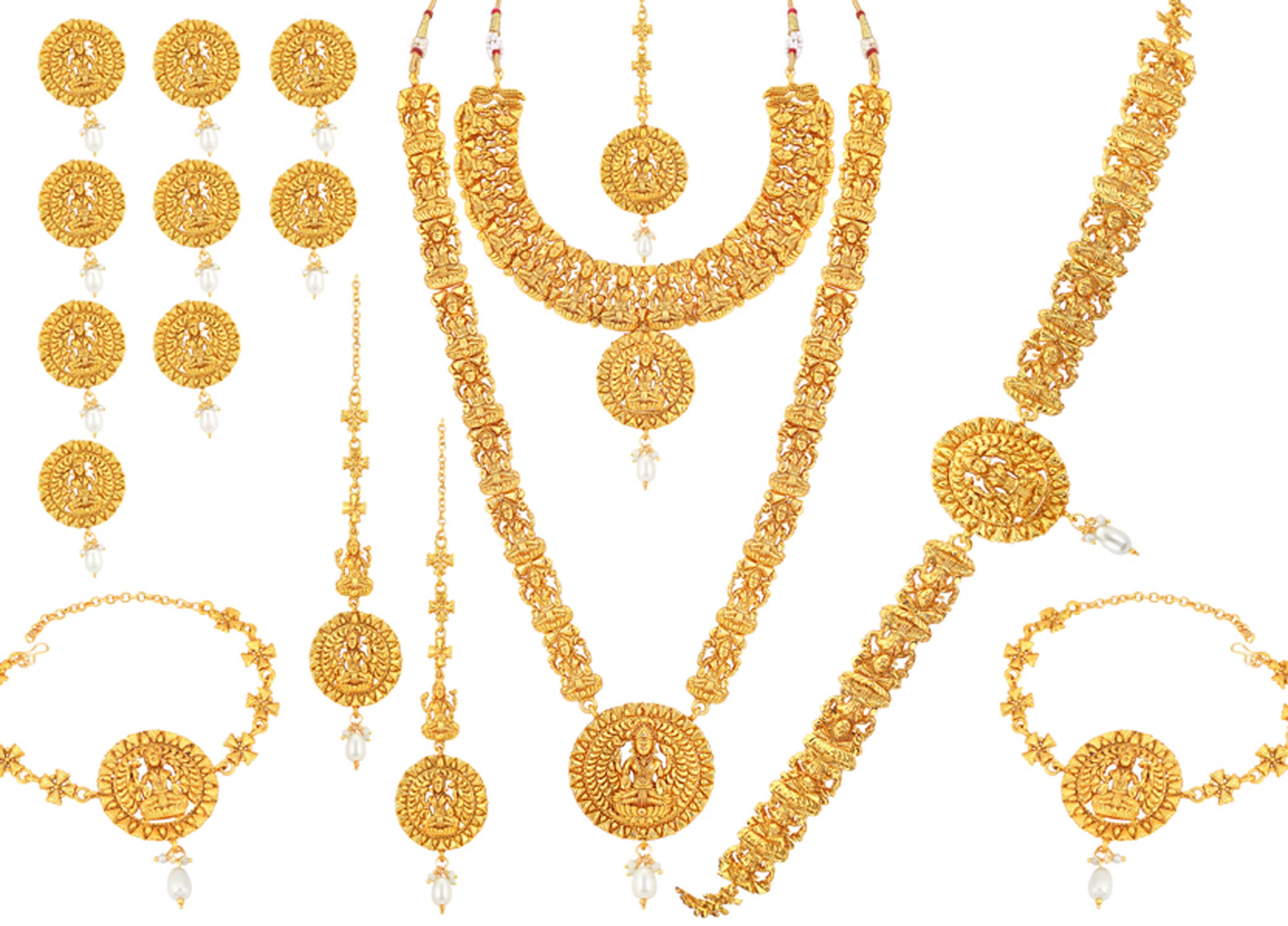 Sukkhi Traditional Gold Plated Wedding Jewellery South Indian Temple Dulhan Necklace Set For Women (DS72344GLDPV092017) (B07G4BN4FQ) Amazon Price History, Amazon Price Tracker