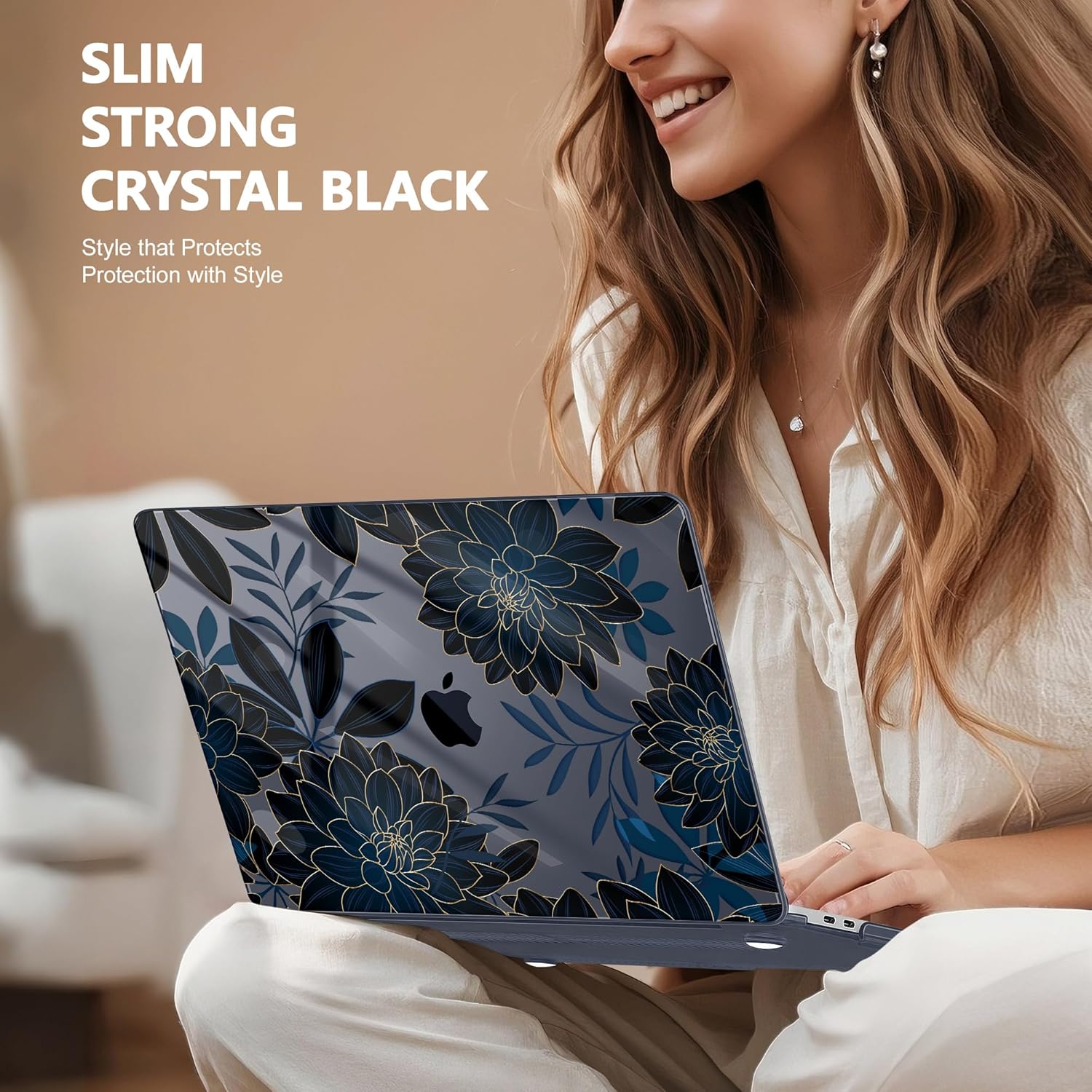 May Chen for MacBook Pro 13 inch Case 2022 2021 2020 Release A2338 M2 M1 A2289 A2251, Plastic Crystal Hard Shell Case Cover for MacBook Pro 13 inch Touch Bar Fits Touch ID, Luxury Dahlia - Image 4