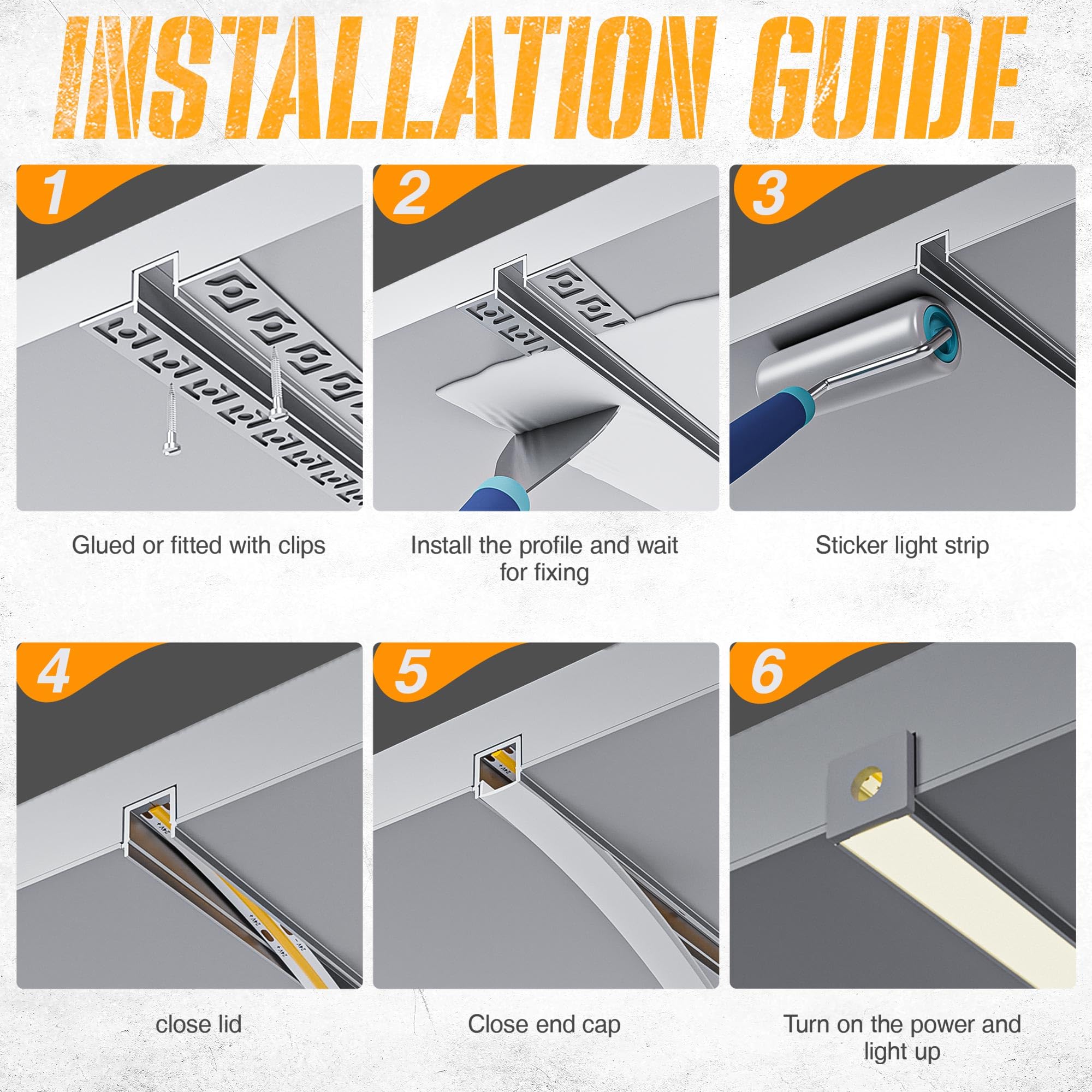 Profili in Alluminio per Cartongesso per LED con Alette 2 m 15 pz, Profilo Alluminio per Strisce led Larghezza Massima 12 mm, Canalina led che Diffonde Uniformemente la Luce (SA03, 2 m 15 pz)