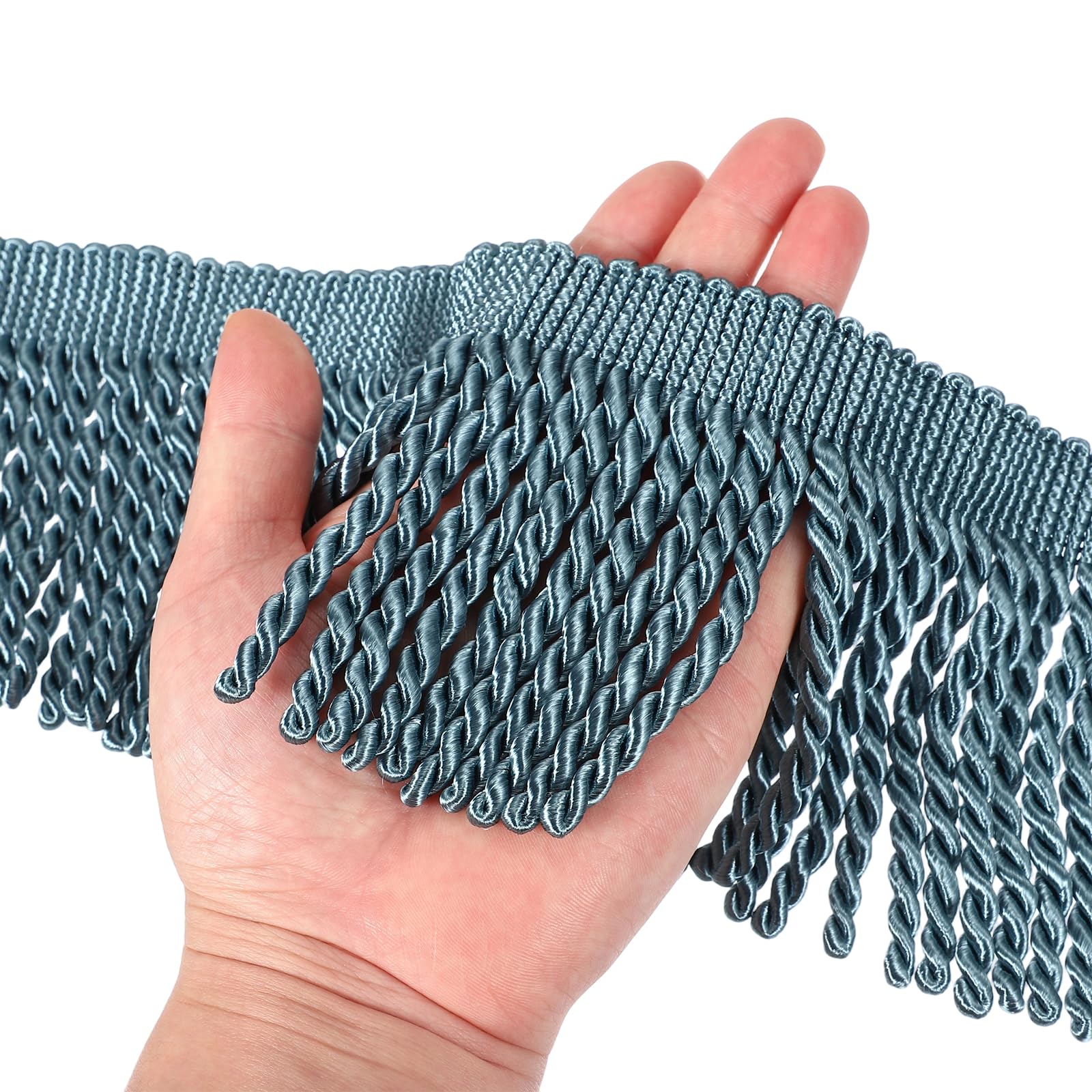 PATIKIL Dark Blue Fringe Trim, 5 Yards x 4inch Fringe Trim Curtain Tassel Thick Long Fabric Sewing for Curtain Sofa Clothes DIY Decoration