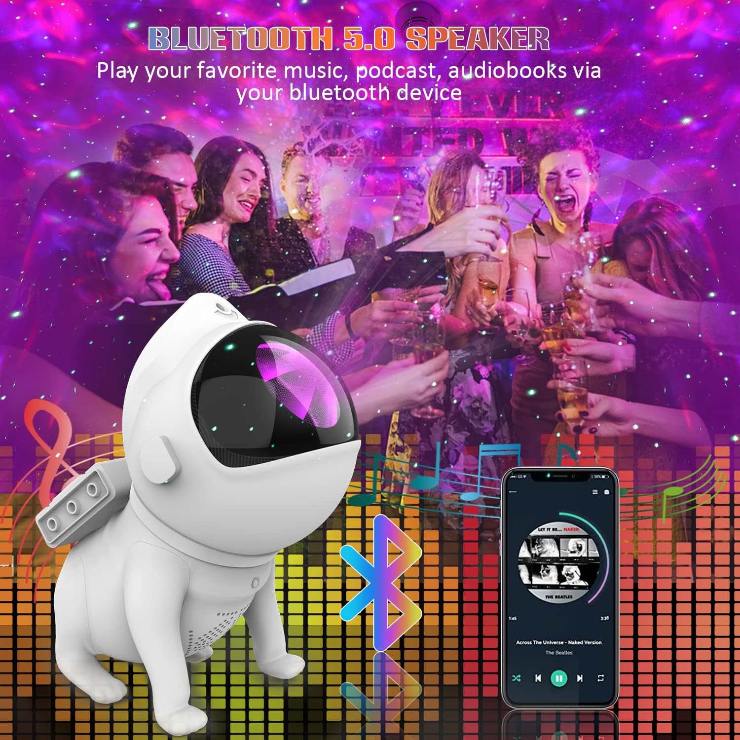 Star Projector,Galaxy Projector for Bedroom,Space Dog Projector with Bluetooth Speaker,21 Color Modes,White Noise,Remote & App Control,Night Light for Kids Adults Game Room Theater Ceiling Decor