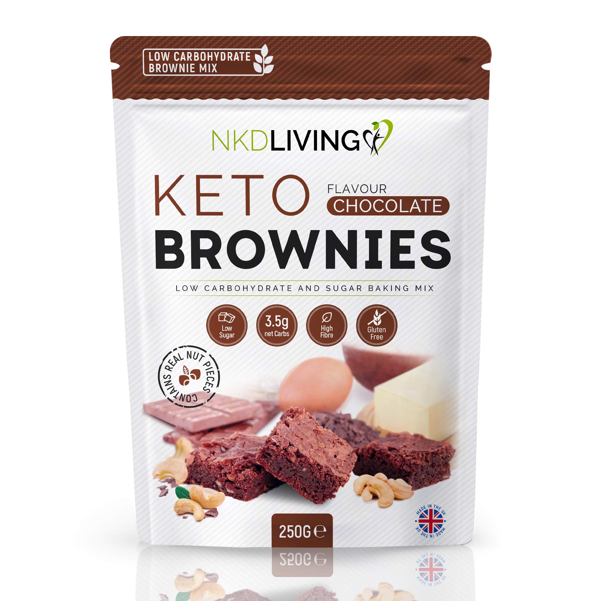 Keto Brownie Mix by NKD Living (250g) Low Carbohydrate and Sugar Baking Mix
