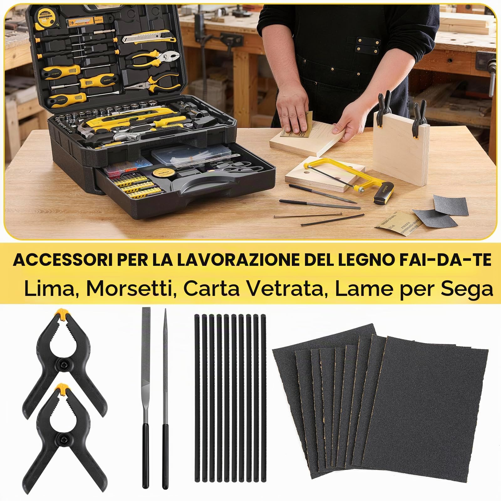 Enventor Cassetta Attrezzi Completa con Cassetto, 419 pezzi | Valigetta Attrezzi per riparazioni domestiche, Cassetta Degli Attrezzi, perfetto per proprietari casa, appassionati del fai