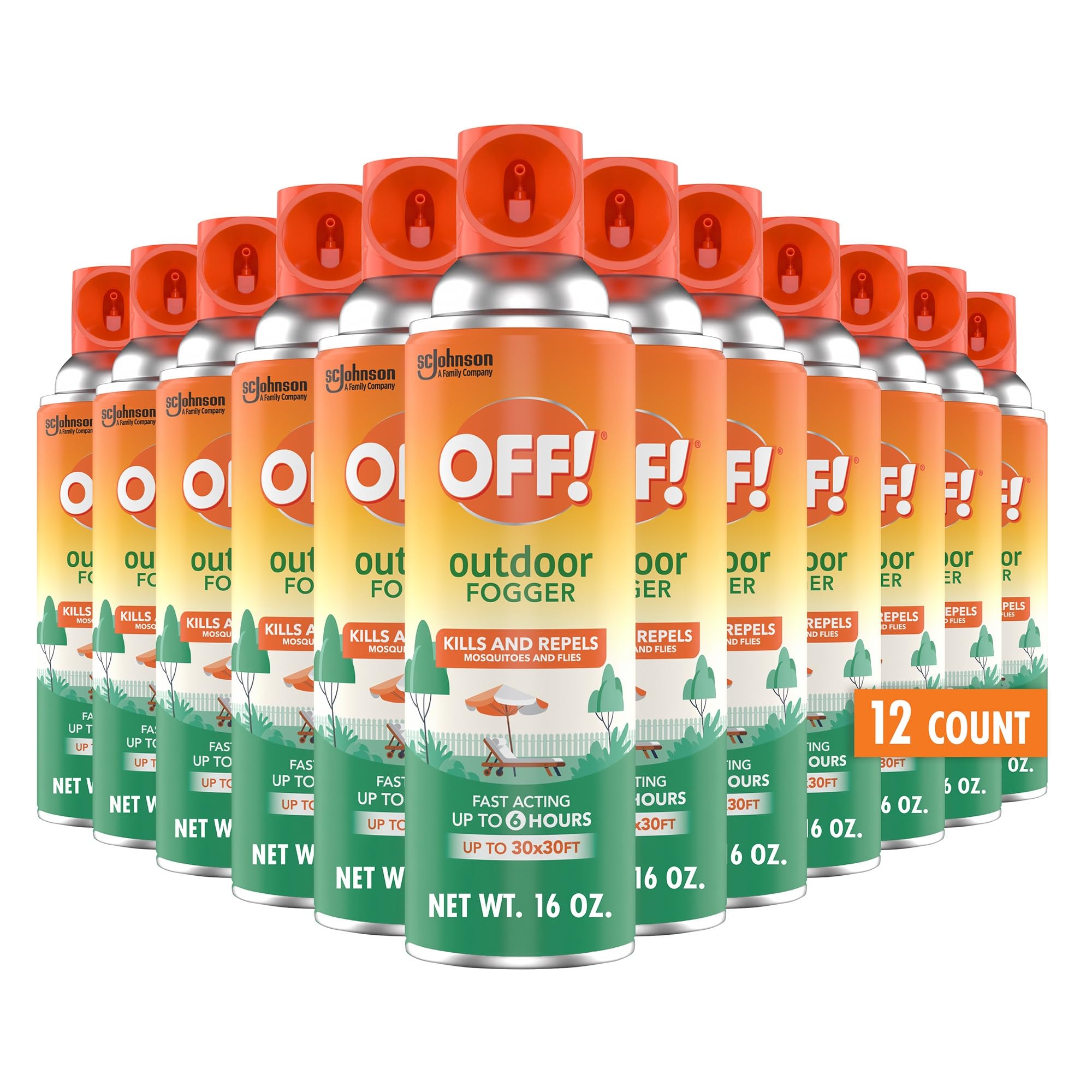 OFF! Outdoor Insect & Mosquito Repellent Fogger, Backyard Pretreat, Kills & Repels Insects in an up to 900 sq, ft, Area, 16 oz (Pack of 12)