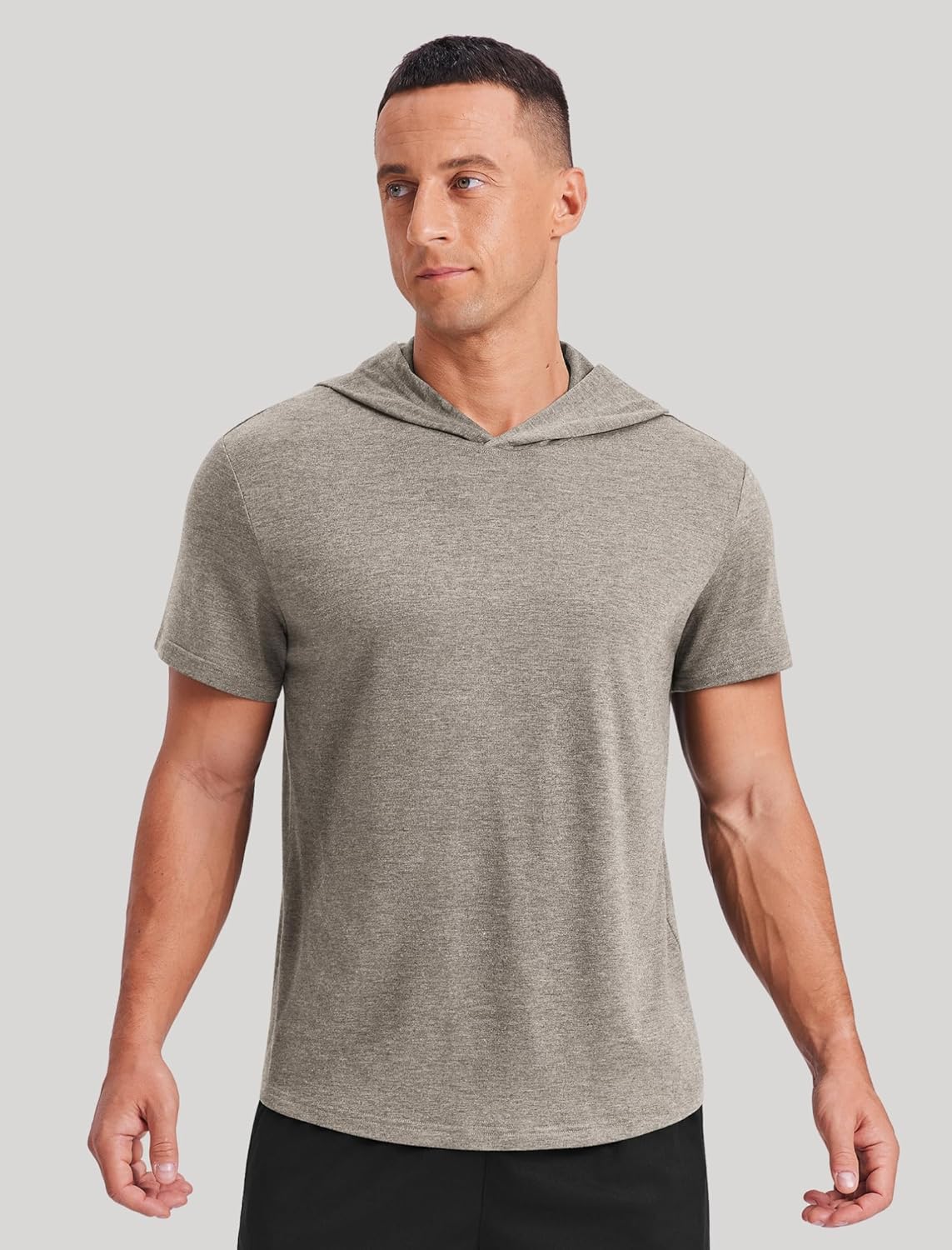 PINSPARK Short Sleeve Hoodies for Men Lightweight Pullover - Quick-Dry Athletic Hooded T-Shirt for Gym Workout Fitness - Image 2