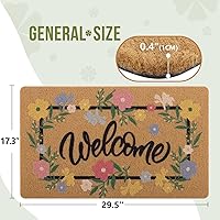 Vista 2 de Carvapet Felpudo artificial de fibra de coco con parte trasera antideslizante, duradero para interiores y exteriores, tapete de bienvenida