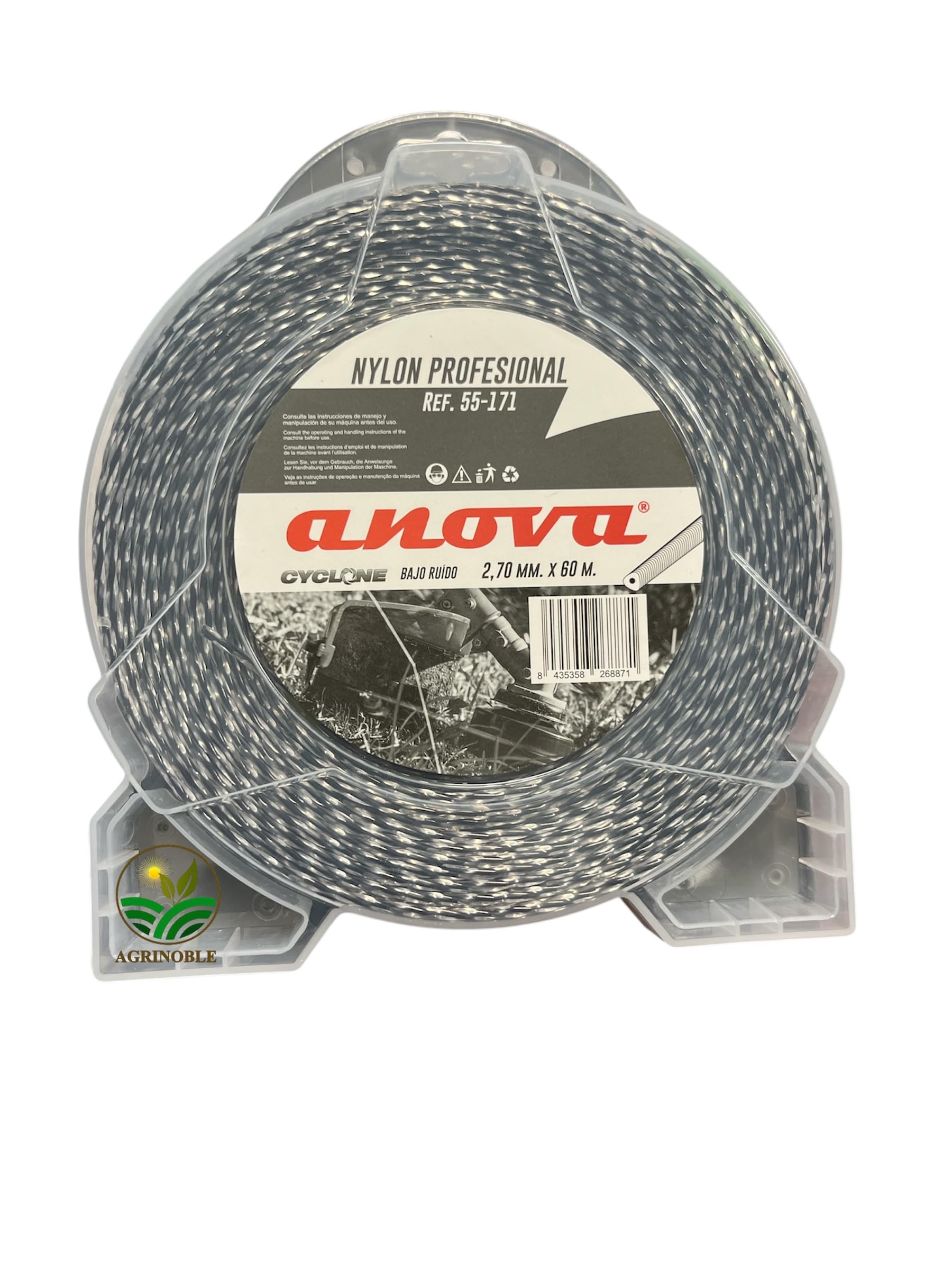 Hilo desbrozadora de Nylon Trenzado bicomponente Profesional 2,7 mm x 60m. A. Cyclone