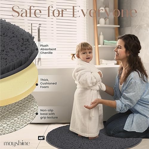 Miniatura 57 de Tapete de baño extra largo de felpilla suave, tapete de microfibra absorbente, lavable a máquina y antideslizante para puerta, baño, habitación