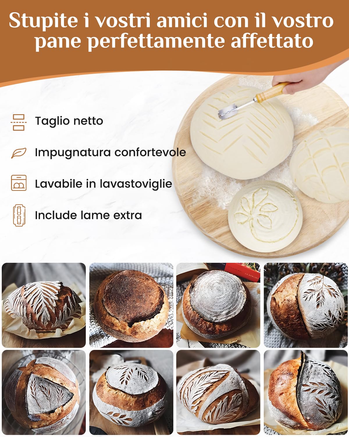 Cestino Per Fermentazione Impasto Pane Set Cestini Per Lievitazione Pane In Rattan Naturale - 25x9 Cm, Con Raschietto E Spazzola, Per Pane Fatto In Casa Set Lievitazione Con Raschietto E Spazzola