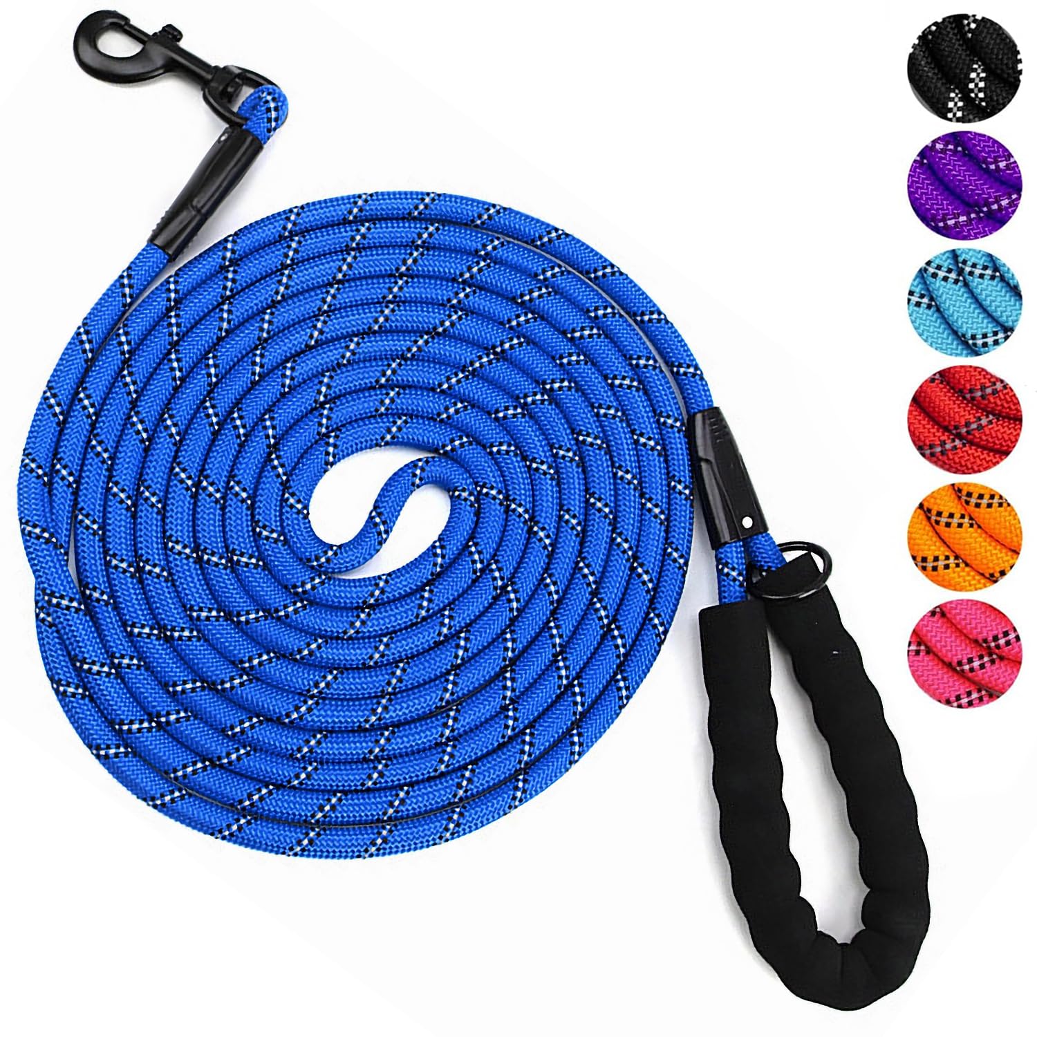 Luminous Explosion-Proof Dog Leash Reflective Strip Pet Dog Lead Leash Dog Chain Walking Traction Rope Super 3M Long Black Leash for Strong Dogs Outdoor (3M Blue)