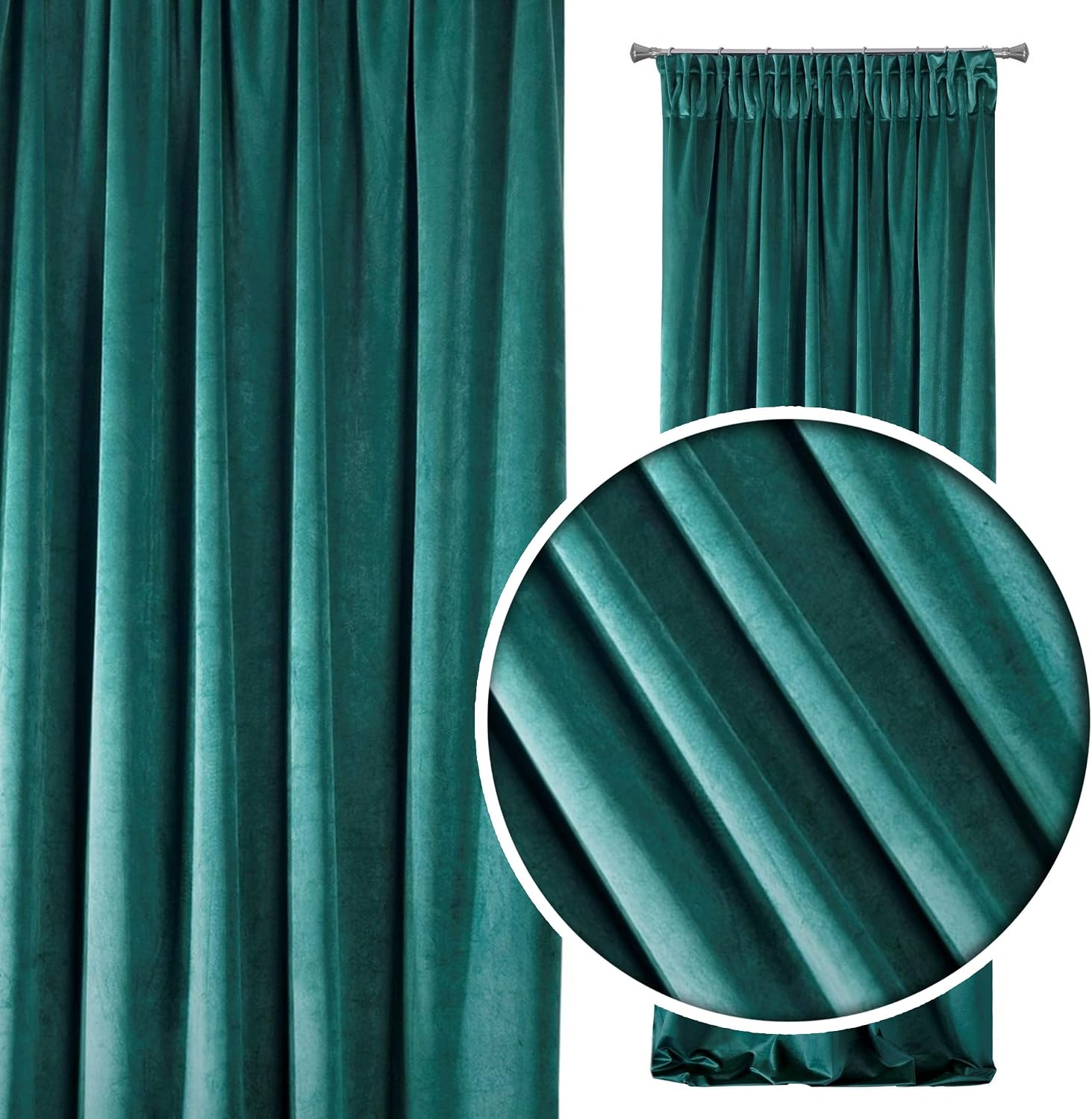 Eurofirany VILLA Soft Plain Opaque Velvet Curtain with Rufflette Tape For Rail, 1 Unit - Image 3