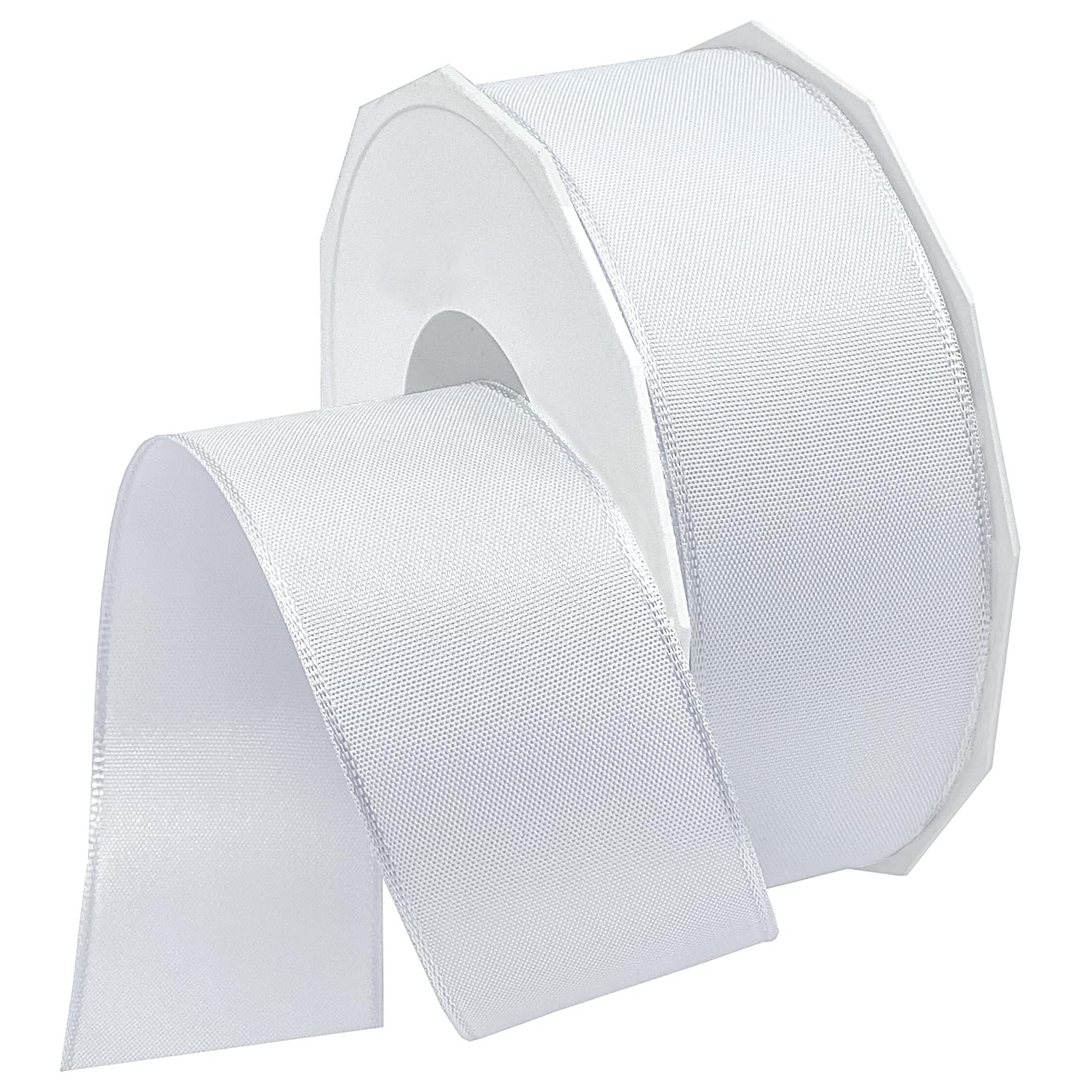 Ruban taffetas avec fil de fer pour décoration de mariage et grand nœud blanc