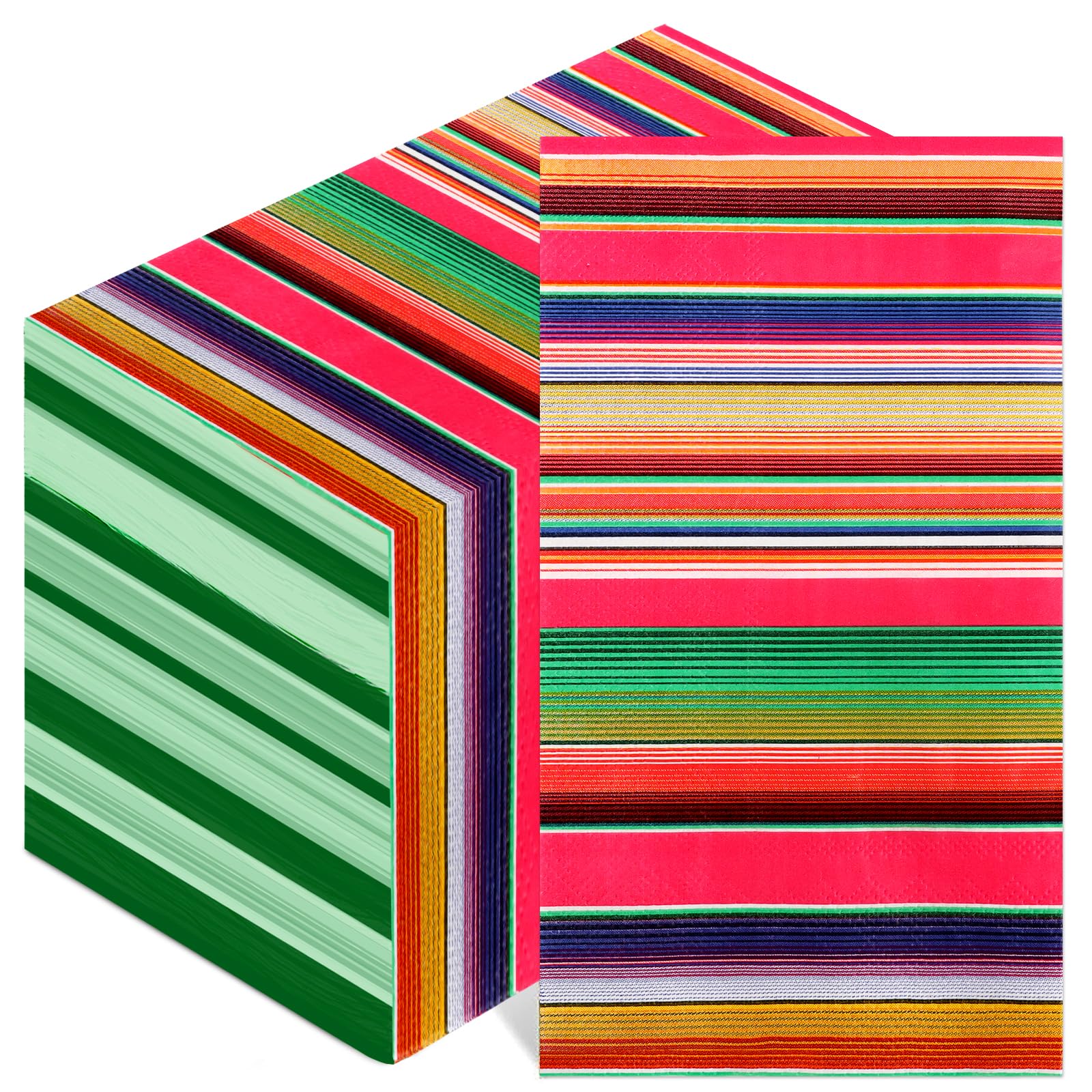 Lemicin 60 Pack Mexican Napkins, Disposable Guest Paper Napkins Colorful Serape Striped Hand Towel for Fiesta Cinco De Mayo Tableware Baby Shower Birthday Party Supplies (13
