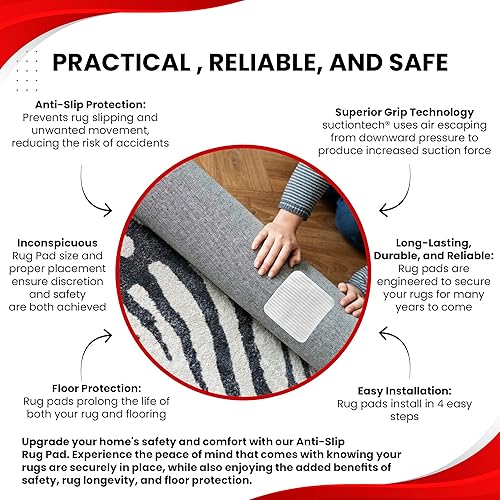 Miniatura 3 de Agarres para alfombras, almohadillas antideslizantes y cinta adhesiva para debajo de la alfombra, adhesivo antideslizante para evitar