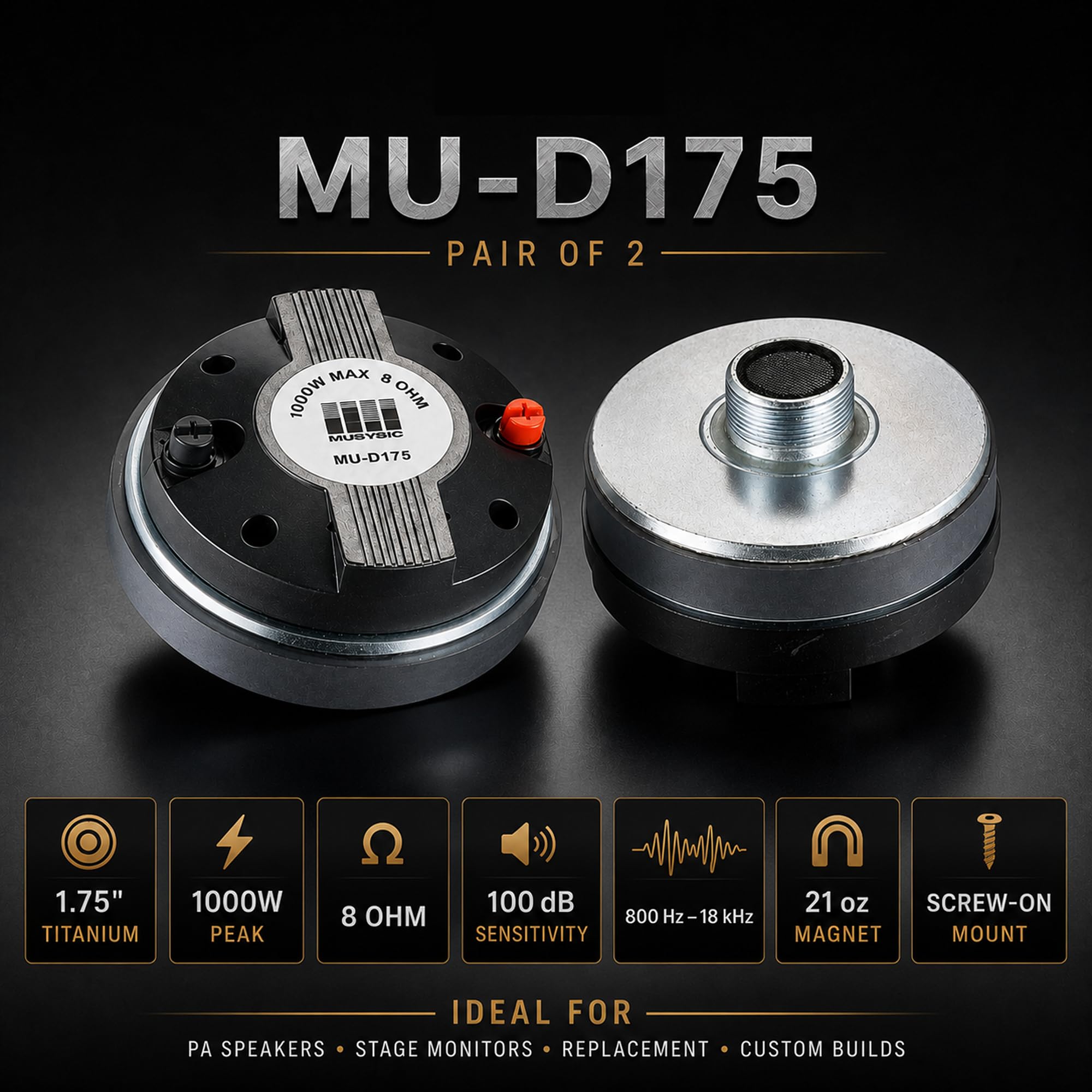 Amazon.com: 1.75-Inch Titanium Compression Driver Pair, 1000W Peak