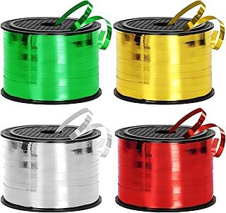 800 Yards Christmas Curling Ribbon, 4 Rolls Gift Wrapping Supplies, 1/5 ...