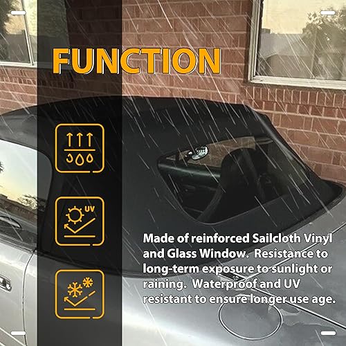 Miniatura 4 de KUAFU Parte superior suave convertible compatible con Mazda Miata 1990-2005 - Parte superior de vinilo con ventana de vidrio calentada, color negro