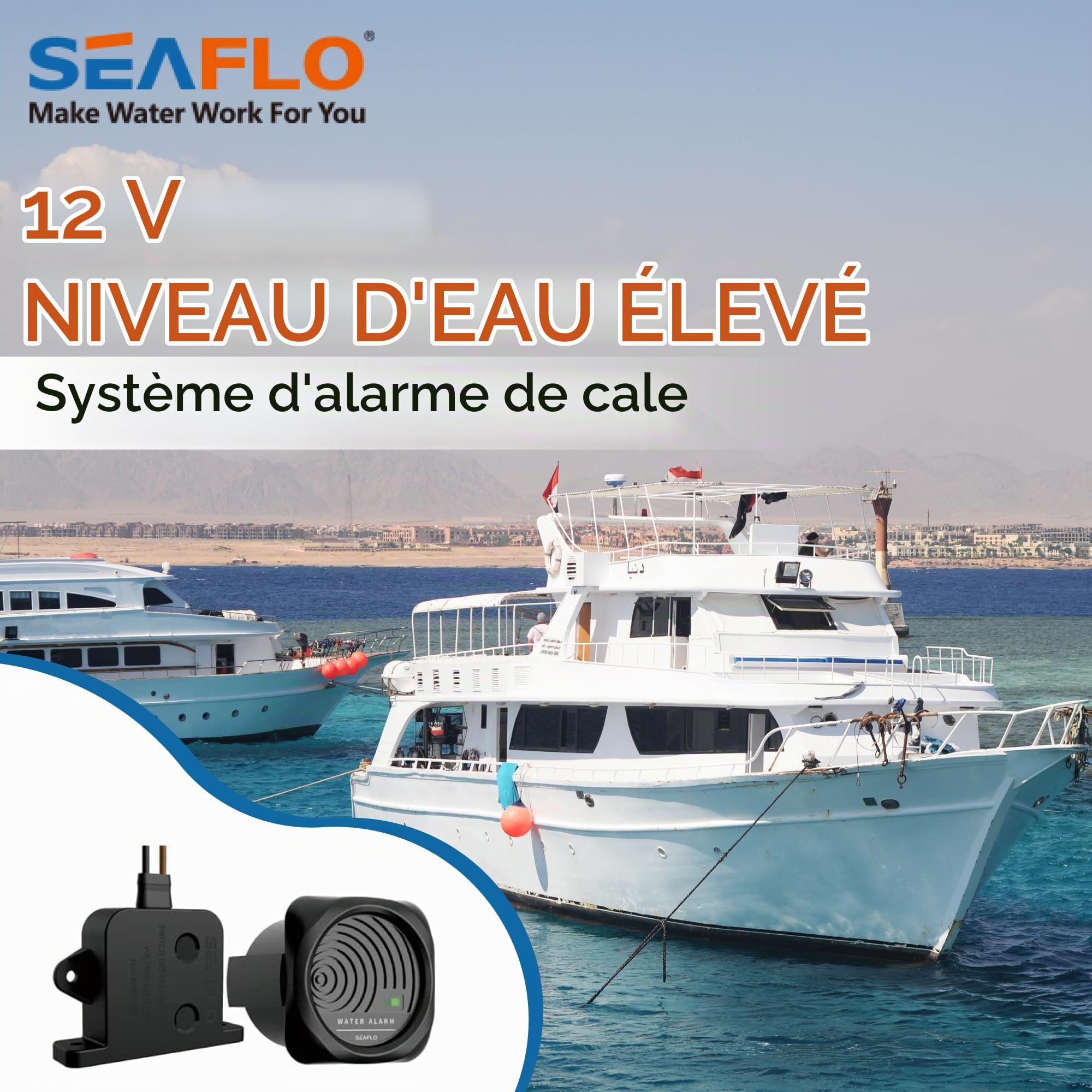 SEAFLO Système d'alarme de cale de niveau d'eau élevé 12V
