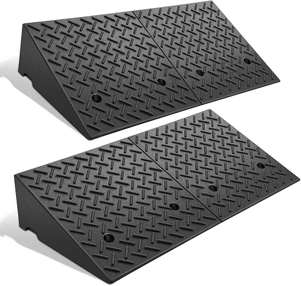 DNA MOTORING 2pcs 7.9" Rise Rubber Curb Ramp Heavy Duty Loading Driveway Ramp Threshold Ramp 38.5 in L x 19.6 in W x 7.9 in H for Loading Dock, Warehouse, Wheelchair, Motorcycles, Cars, TOOLS-00654X2