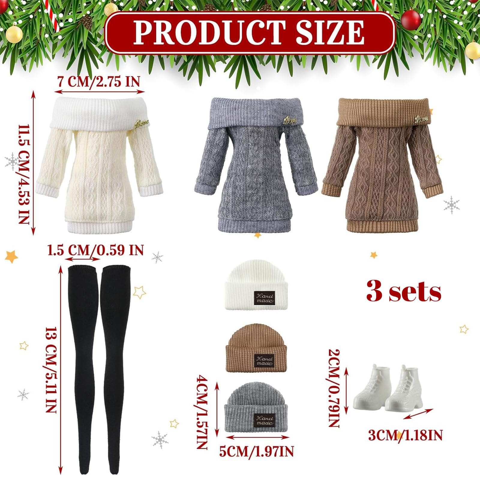 Muorruo 3-Piece Set of 12 Doll Clothes and Accessories, Suit, Trousers, Shoes, Sweater, Outfits, Dolls not included, for Girls 12 Inch - Image 2