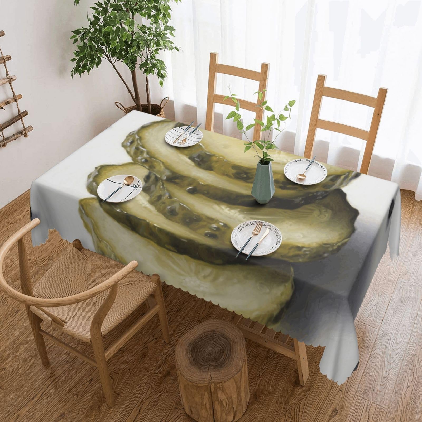 FekiLoot Rectangle Tablecloth 54 X 72 Inch, Classic Stain ‎Resistant Table Cloth Reusable Washable Table Cover Pickle Tabletop Decor for Kitchen Dining Party Indoor Outdoor Use