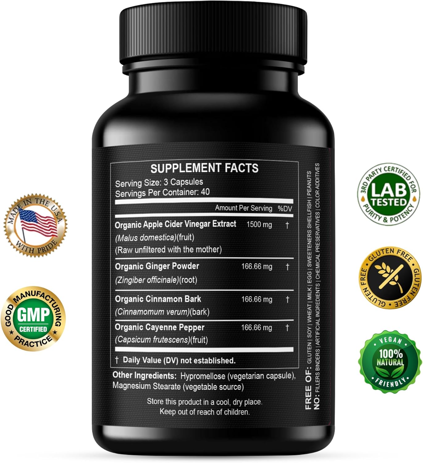 Apple Cider Vinegar Capsules 1500 mg Extract with The Mother - Extra Strength Raw Apple Cider Pills w Ginger Cayenne Cinnamon - Natural Detox Potent Digestion Cleansing System ACV Supplement - Image 2