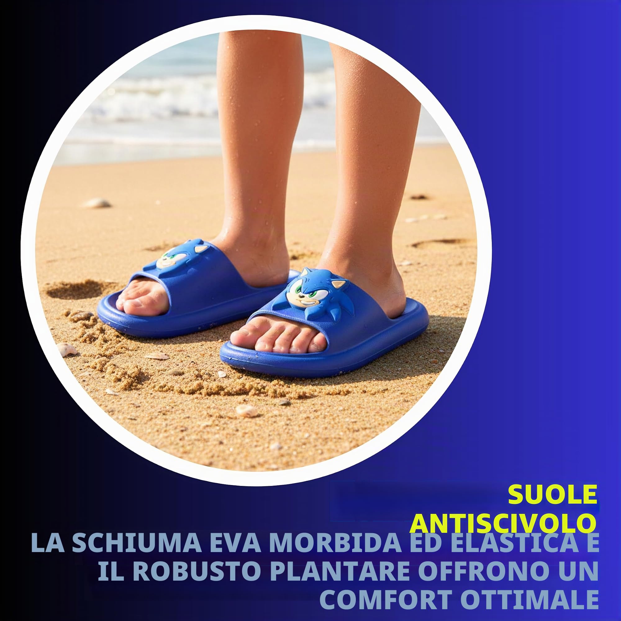 Sonic The Hedgehog Sandali per Bambino, Sandali Estivi Regalo per Ragazzi, Taglie EU 26 alla 33