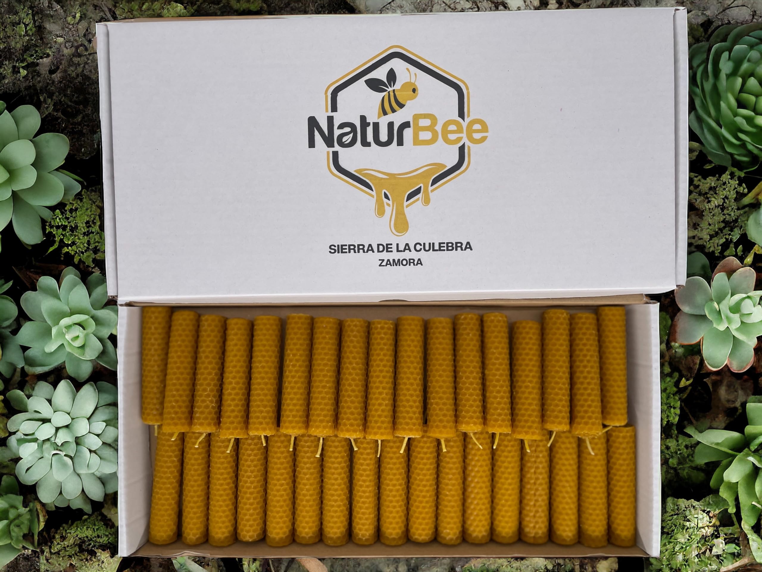 Vela de Miel de Abeja Natural. Velas de Cera de Abeja Pura (Pack de 70 velas 10 cm x 2,4 cm + 3 Palo Santo.) 100% Artesanal,Origen España, Sierra de La Culebra y Sanabria (Zamora) SIN PARAFINA