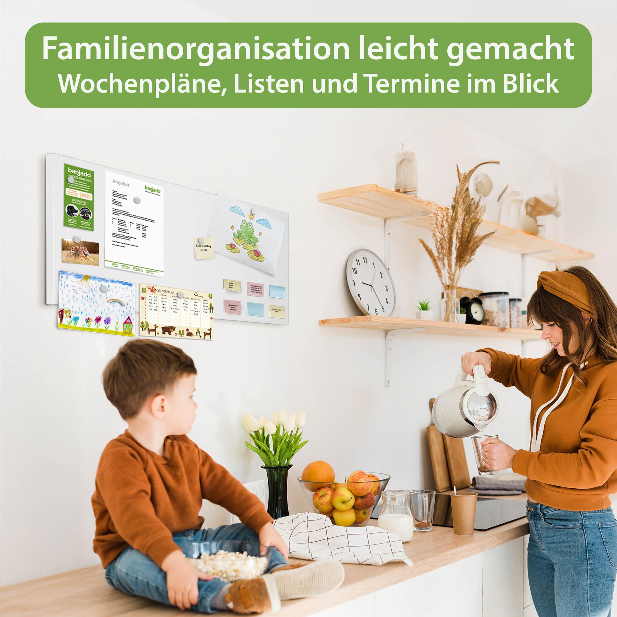 Navaris magneetbord - Magnetisch bord om op te schrijven - Planbord 70 x 50 cm - Met magneten en