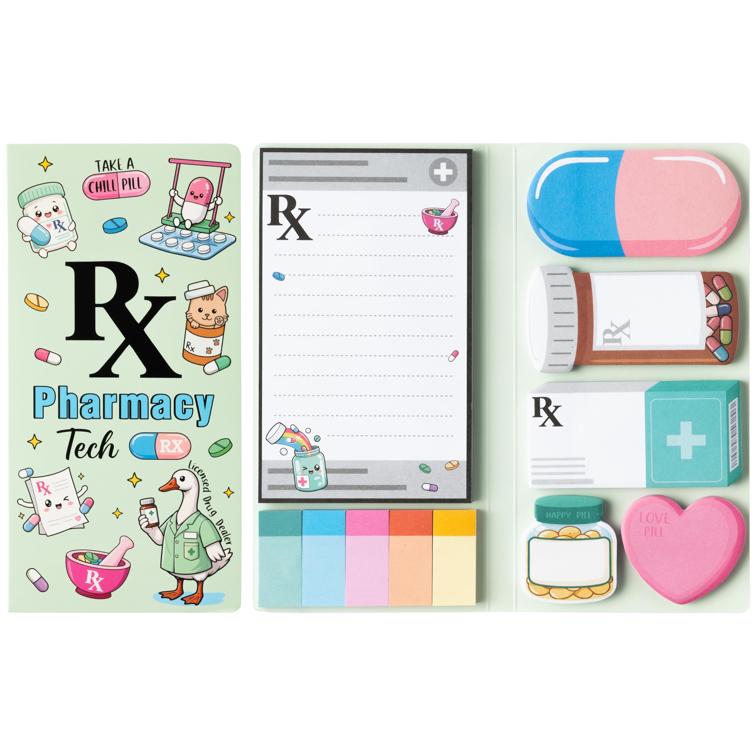 Xqumoi Pharmacy Tech Sticky Notes for Pharmacist Medical Gift Supplies | Medical Themed Divider Tab Memo Pad, Fun Pharmacy Office Supplies for Technicians Staff Work Essential, Appreciation Gift