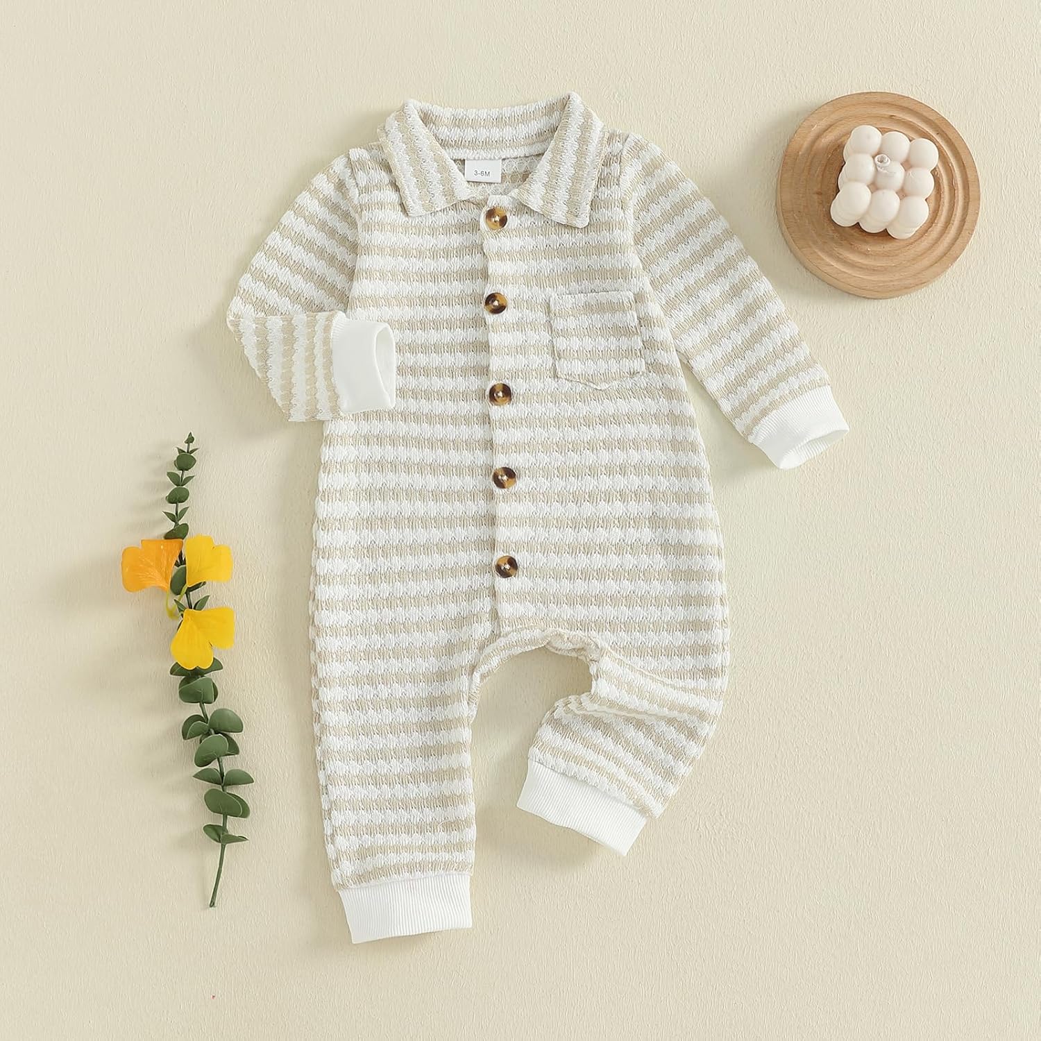 Thorn Tree Baby Boys Clothes Infant Knit Romper Long Sleeve Newborn Outfits Button Closure Onesie Turn Down Collar Jumpsuit - Image 3
