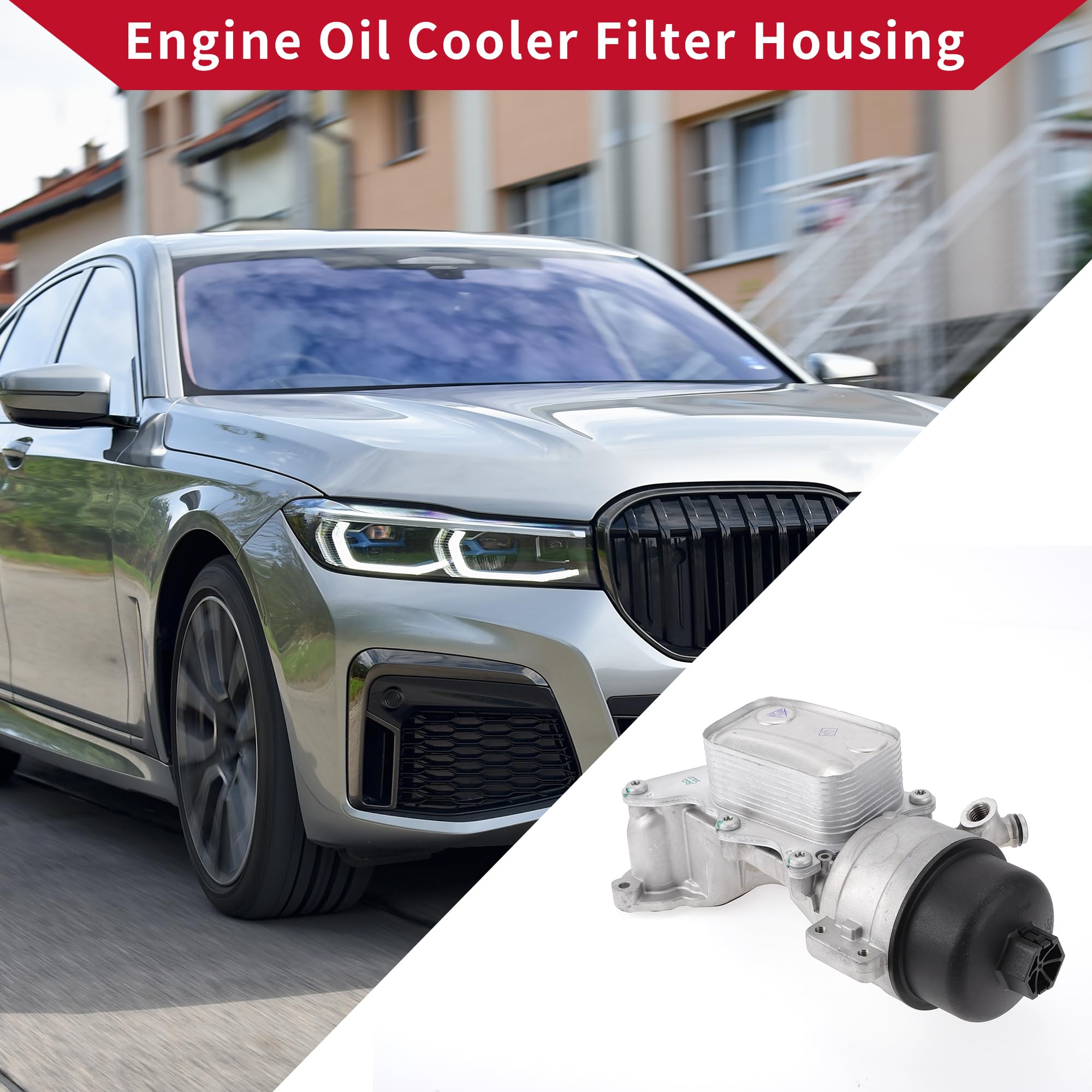 Base De Filtro De Aceite Del Motor No.11427552687 Con Juntas Tóricas Y Empaques Para Mini Cooper/Enfriador De Aceite Delantero/Actualizado En Aleación De Aluminio 1 Unidad