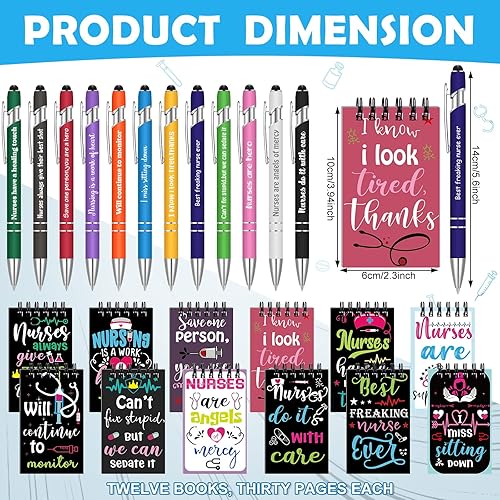 Miniatura 2 de Spiareal Juego de 24 piezas de regalos de agradecimiento para enfermeras, bolígrafos de enfermera, cuadernos de enfermera, bolígrafos
