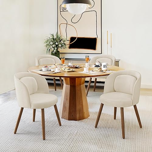 Miniatura 5 de LUE BONA Juego de 4 sillas de comedor, modernas sillas de cocina con patas de madera maciza, sillas de comedor tapizadas con almohada lumbar y