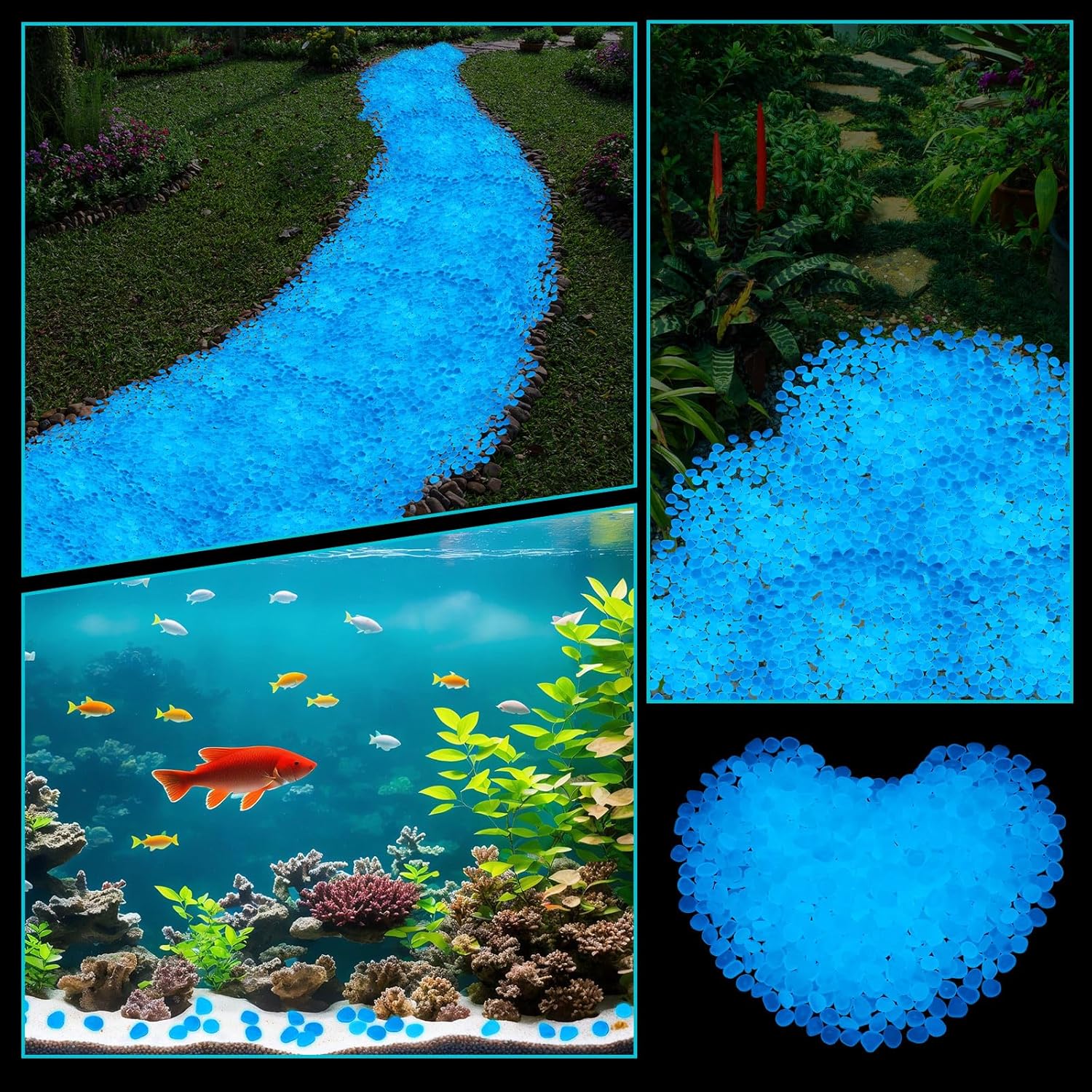 Landical 20000 Pcs Glow in the Dark Rocks Bulk Blue Garden Glow Rocks Outdoor Garden Glow in the Dark Pebble Glow in the Dark Stone for Walkway Backyard Landscaping Fish Tank Plant Decor