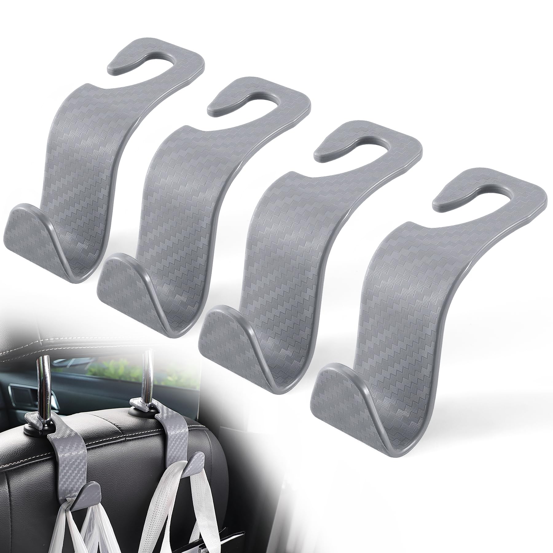 Tohuu Car Purse Hook 2pcs Sturdy Back Front Seat Hanger Universal Adjustment Hook Multifunction Tote Holder Handbags Purses Coats Trash Bag Grocery A - View #6