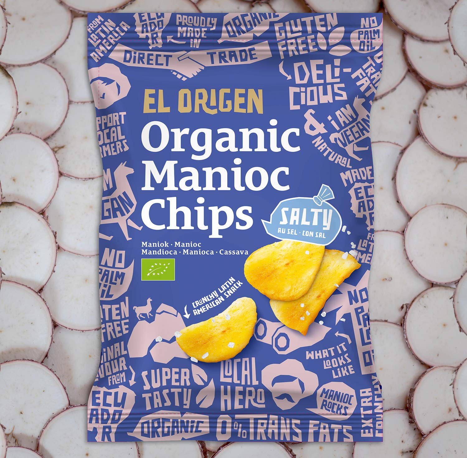 el origen chips de yuca ecológica con sal marina paquete de 8, 8 x 60 g