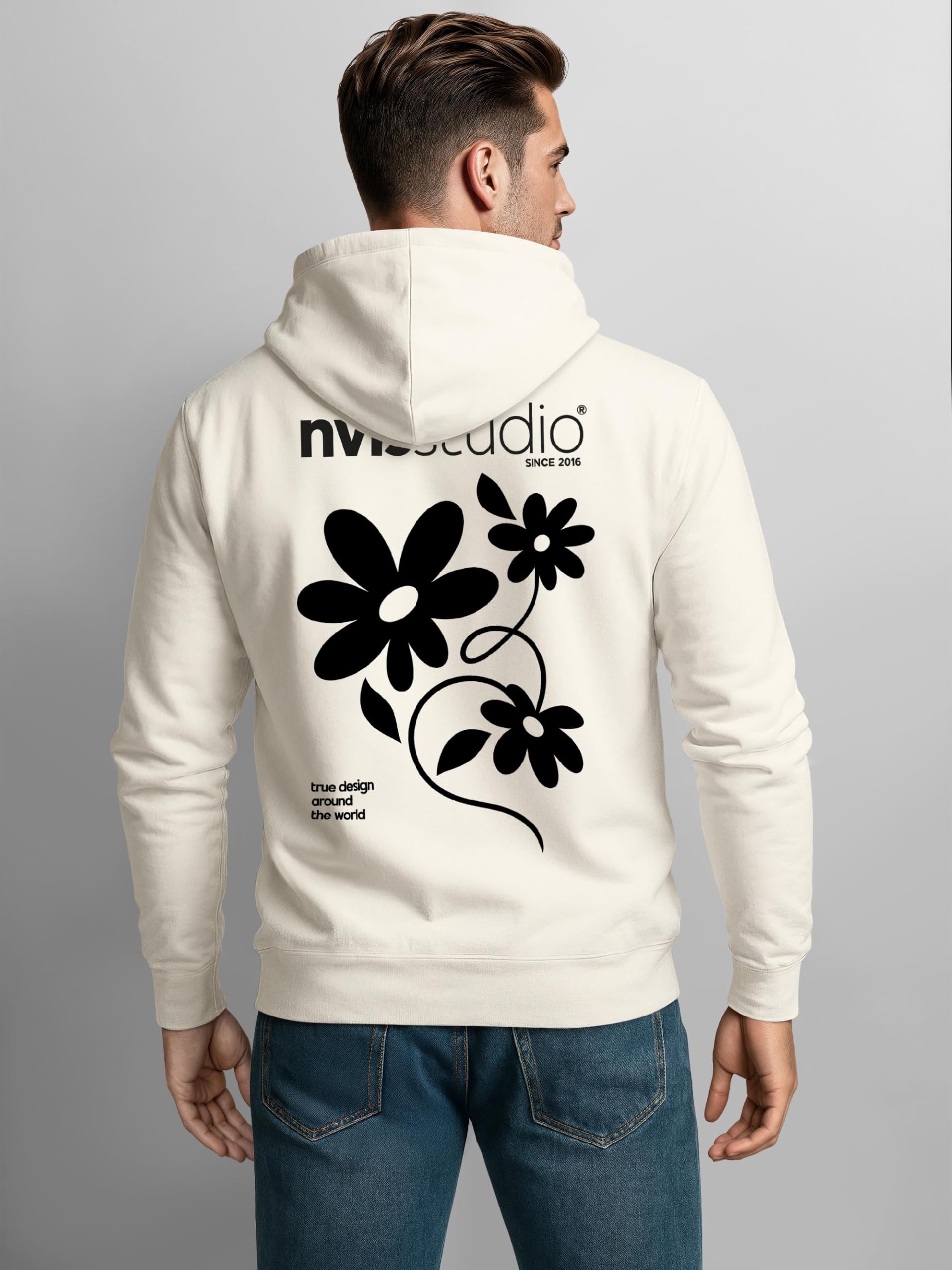 Neverless® Herren Hoodie Backprint - Blumen