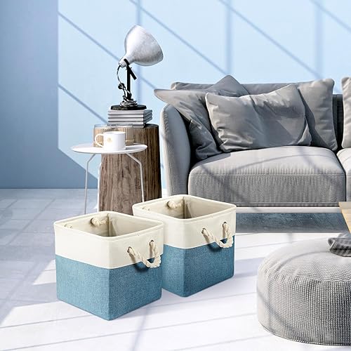 Miniatura 5 de Geiserailie 6 cubos de almacenamiento pequeños plegables con asas de transporte resistentes, multiusos, organizador para el hogar (multicolor, 11 x