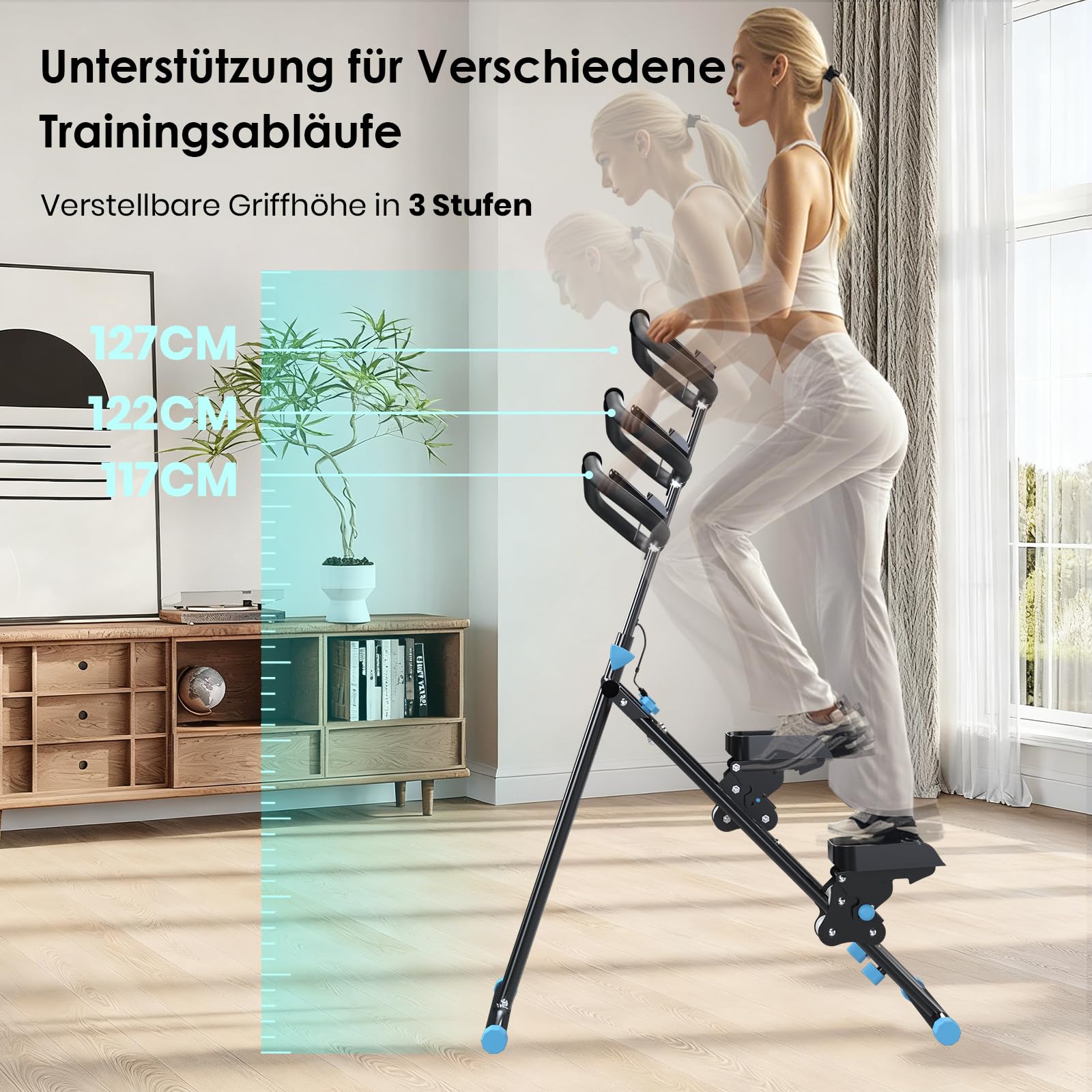 Mdeam Stair Stepper für Zuhause, Vertikaler Stepper mit Erweitertem Schrittbereich, Klappbarer Treppensteiger mit Haltegriff für Ganzkörper-Workout, Fitnessgerät für Home Büro