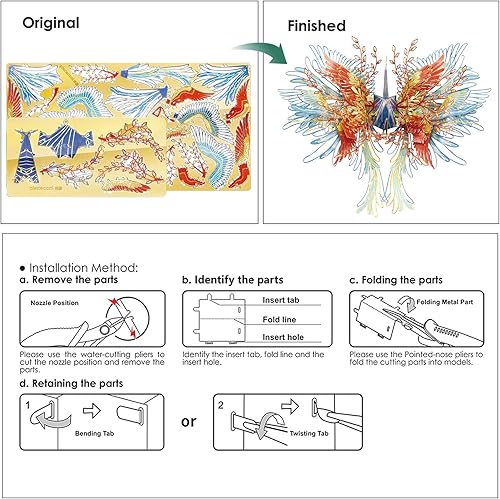 Miniatura 4 de Piececool Rompecabezas de metal 3D, grúas de deseo, amuleto de amor, kit de modelo de metal, rompecabezas de bricolaje, grúas de metal 3D, kits de