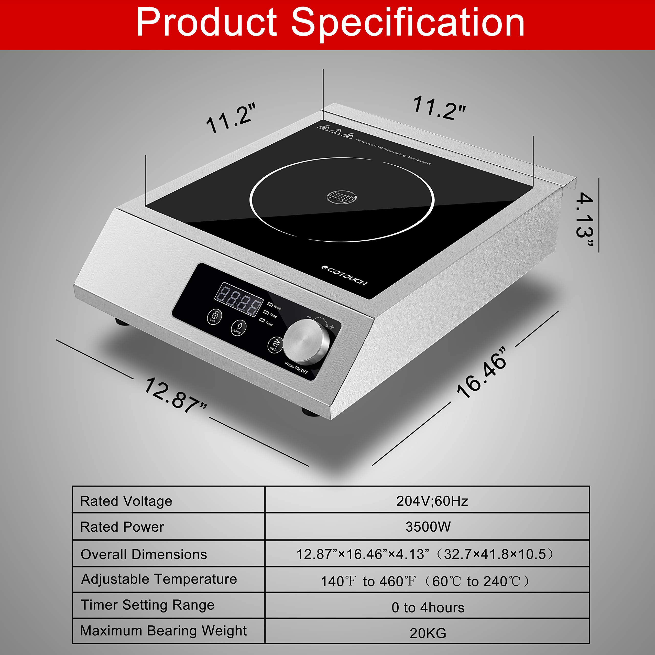 Portable Induction Cooktop, ECOTOUCH Countertop