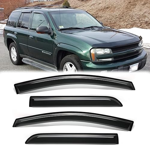 Miniatura 1 de 4 protectores de lluvia para ventana estilo montaje exterior, deflectores de viento laterales duraderos, ventilación de humo oscuro, bonitas viseras