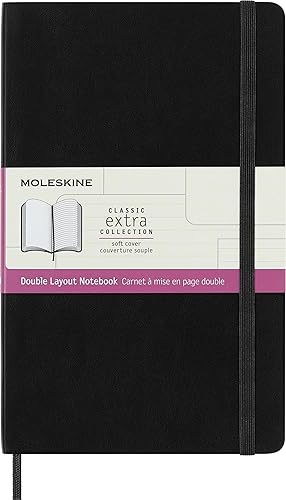 Moleskine, Classic Notebook, Pages Blanches et Lignées, Couverture Souple et Fermeture Elastique, Grand Format 13x21 cm, Couleur Noire, 192 Pages