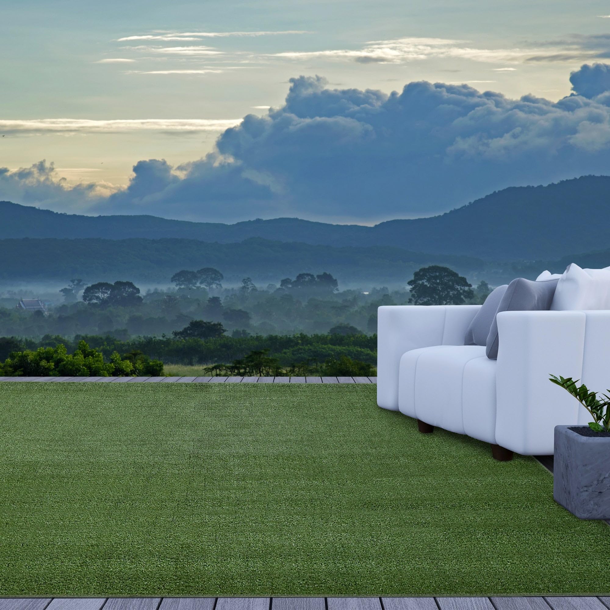 iCustomRug Synthetic Grass Rug – 4x6ft Lawn Green Turf Carpet for Patios, Yards, Boats, Camping – Indoor/Outdoor Use