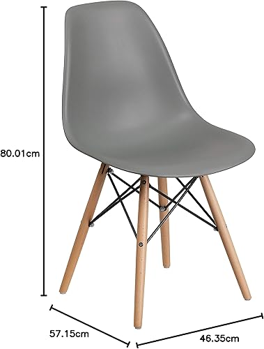 Miniatura 22 de Flash Furniture - Paquete de 2 sillas Elon Series de plástico negro con patas de madera Negro -,Gris (Moss