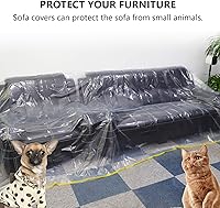 Vista 5 de HERSENT 2 Paquetes Fundas de Sofá de Plástico de 144 pulgadas/12 pies, Fundas de Sofá de Plástico Impermeables para Muebles para Sofá Seccional